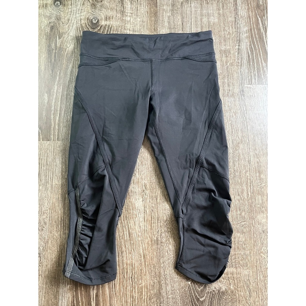 Lululemon Athletica Womens Black Yoga Capri Leggings Ruched Size 6‎ Workout